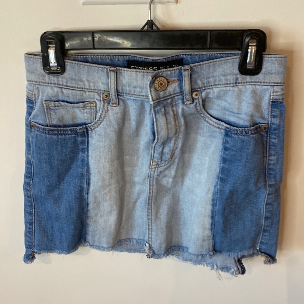 Express denim skirt, patchwork denim, blue, size 00